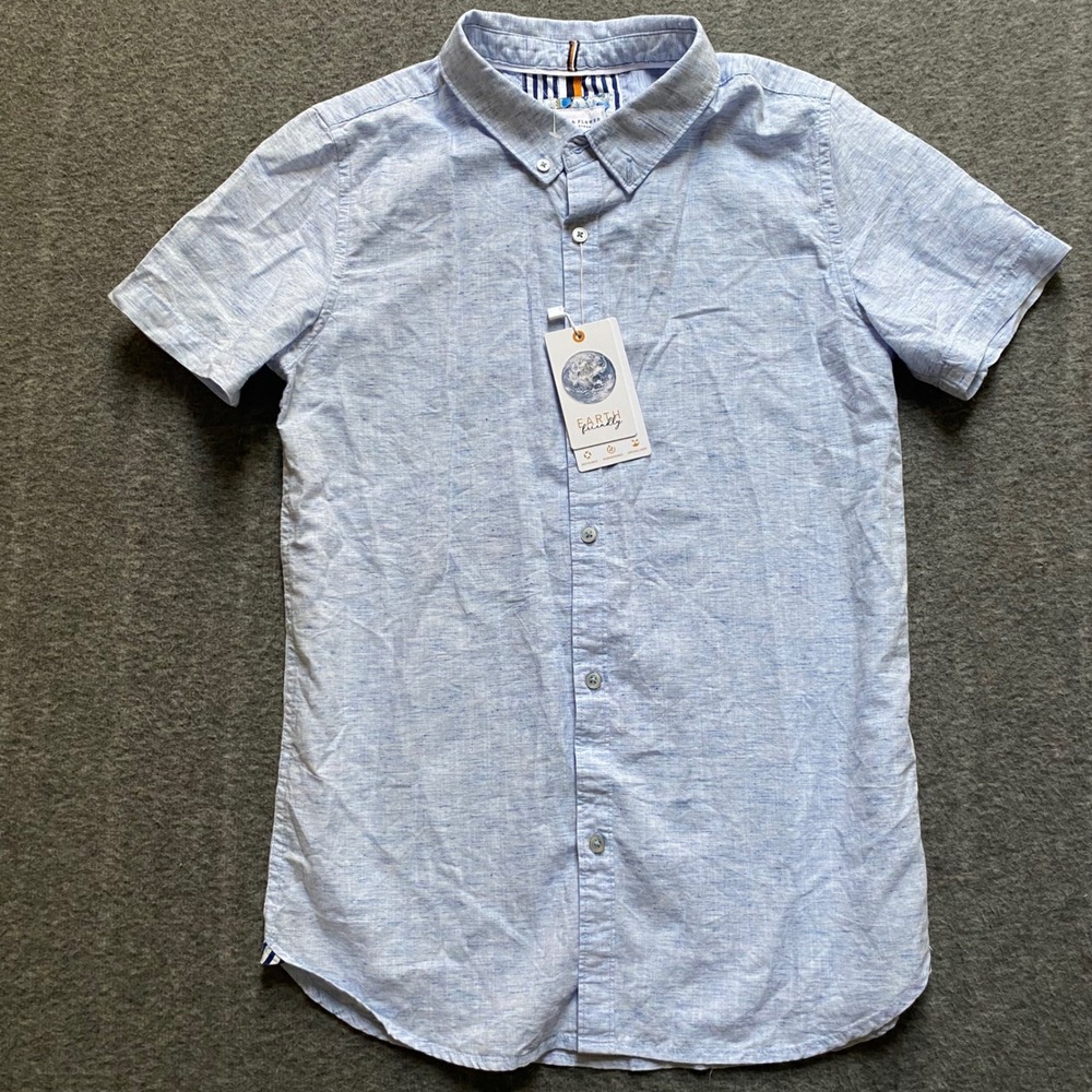 Denim & Flower Ricky Singh Boys Blue Short Sleeve Button Down Shirt Size 13/14